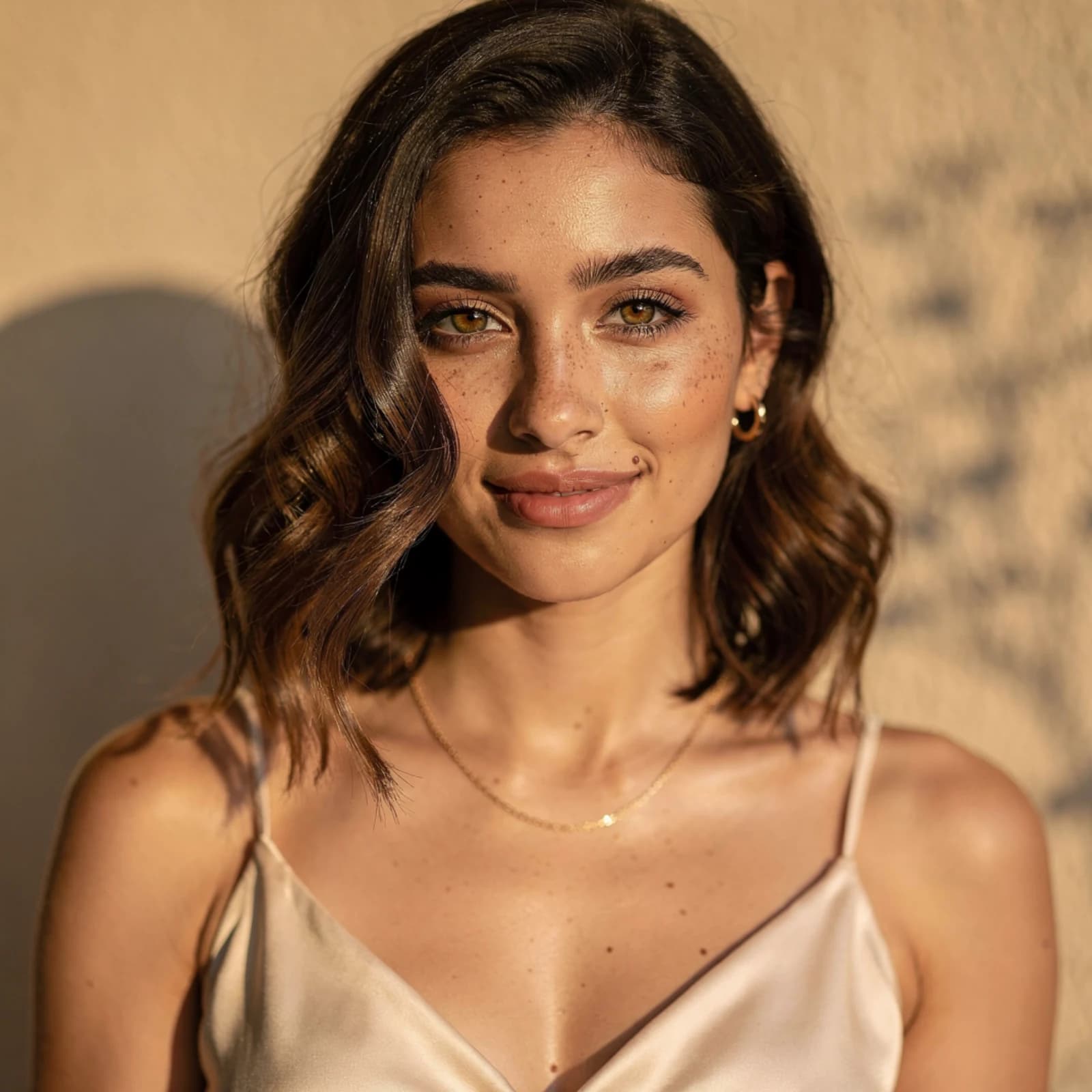 Viminto customer with healthy radiant skin in natural golden-hour light