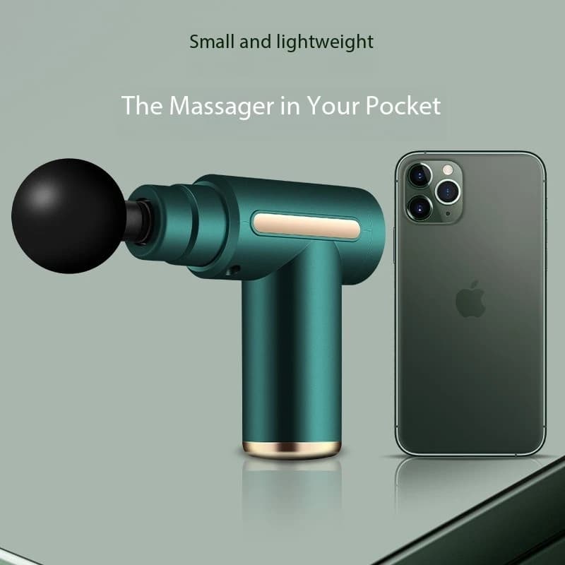 VIMINTO Portable Mini Massage Gun - Green with 4 Massage Heads