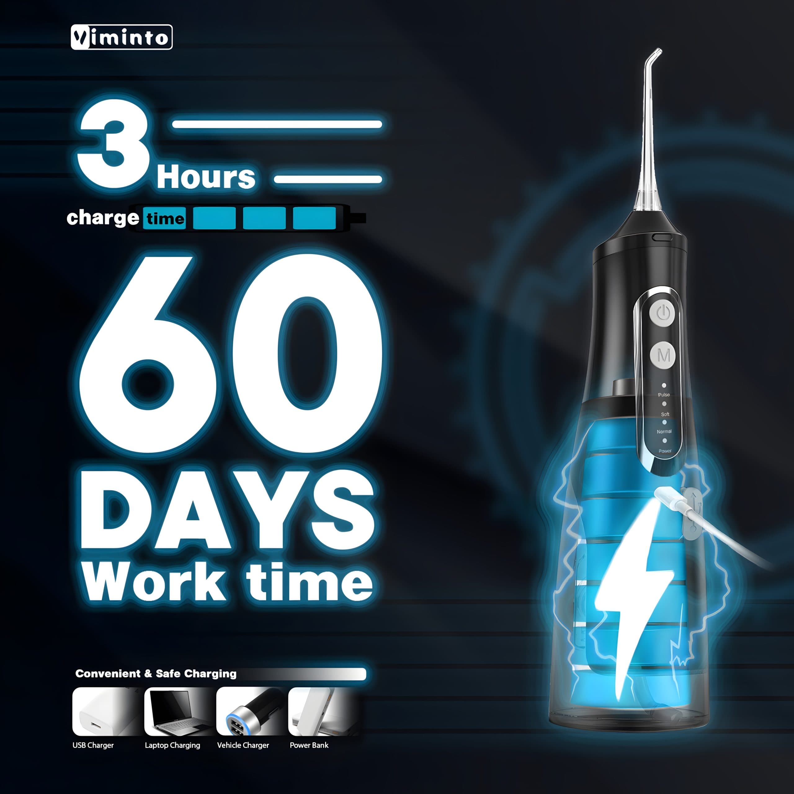 VIMINTO Water Flosser 310ml Water Tank Capacity