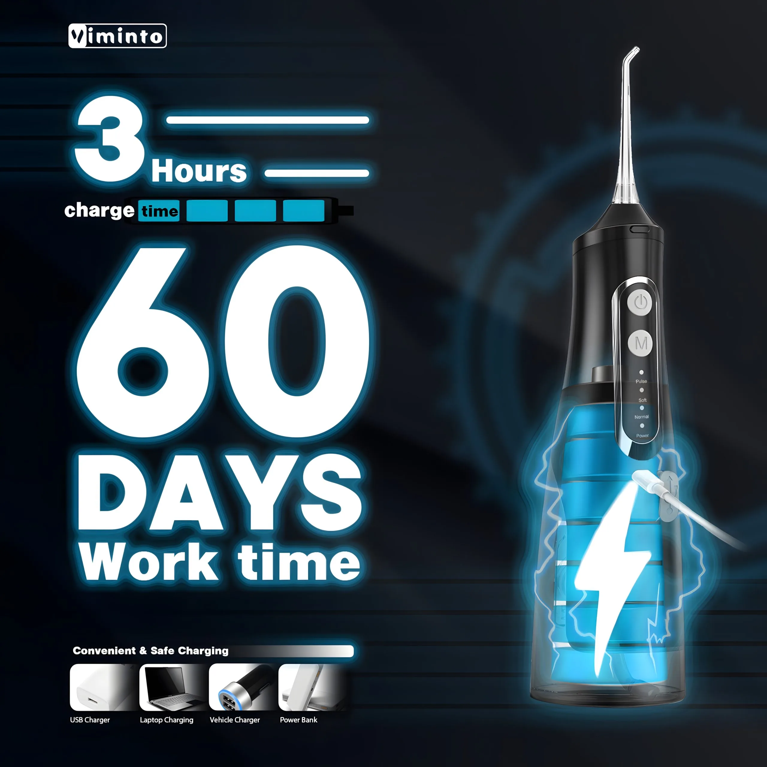 VIMINTO Water Flosser 310ml Water Tank Capacity