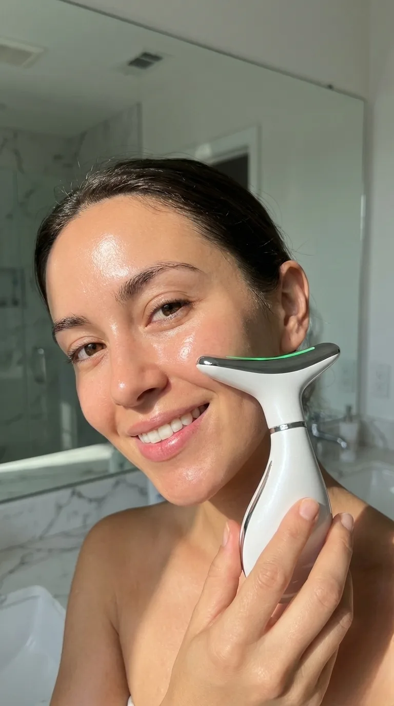 VIMINTO Face Massager In Use - Neck and Face Treatment