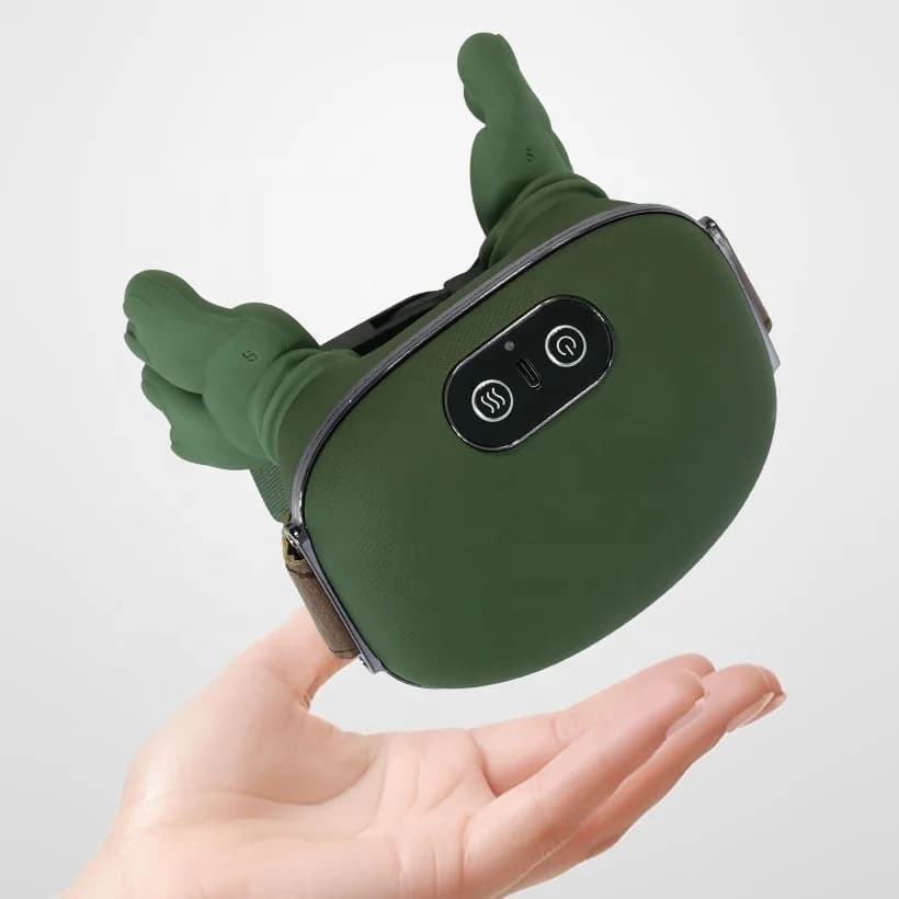 Desk worker easing tech neck tension at home with the Viminto heated neck and shoulder massager